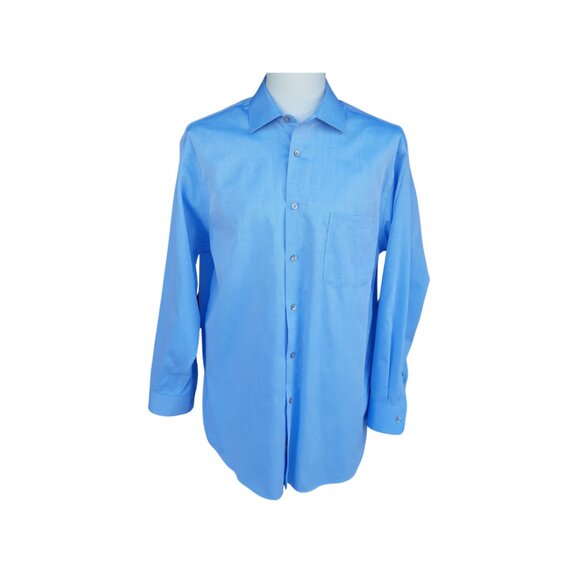 Calvin Klein SZ 16.5 Regular Fit Light Blue 100% Cotton Men's Button Up Shirt - Picture 9 of 13